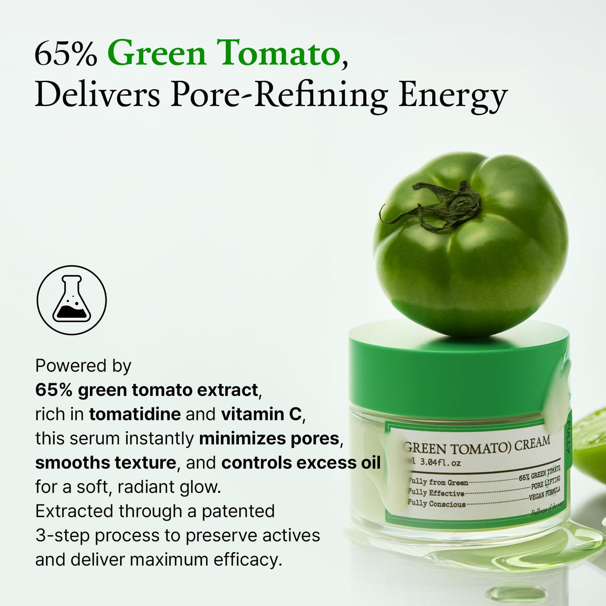 FULLY cream surrounded by green tomato and botanicals showing natural actives