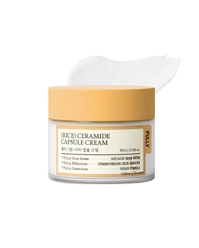 FULLY jar front displaying cream and elegant label, highlights moisturizing benefits