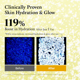 FULLY in-use application on hand demonstrating smooth spreadability and instant glow