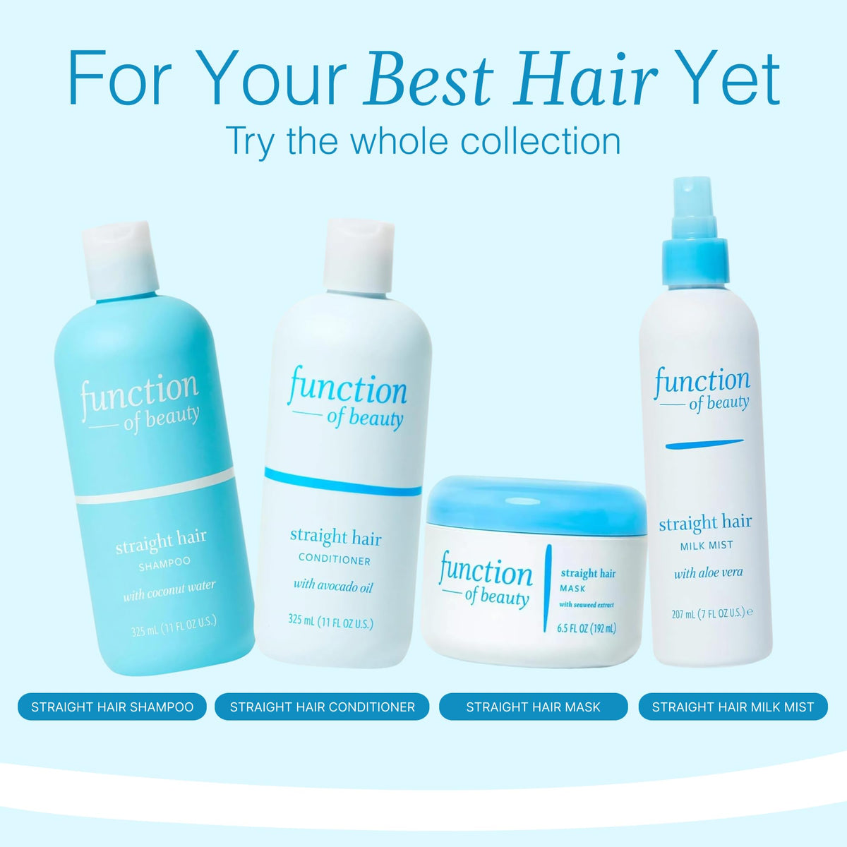 Function of Beauty in-shower lifestyle scene demonstrating frizz control and pleasant scent