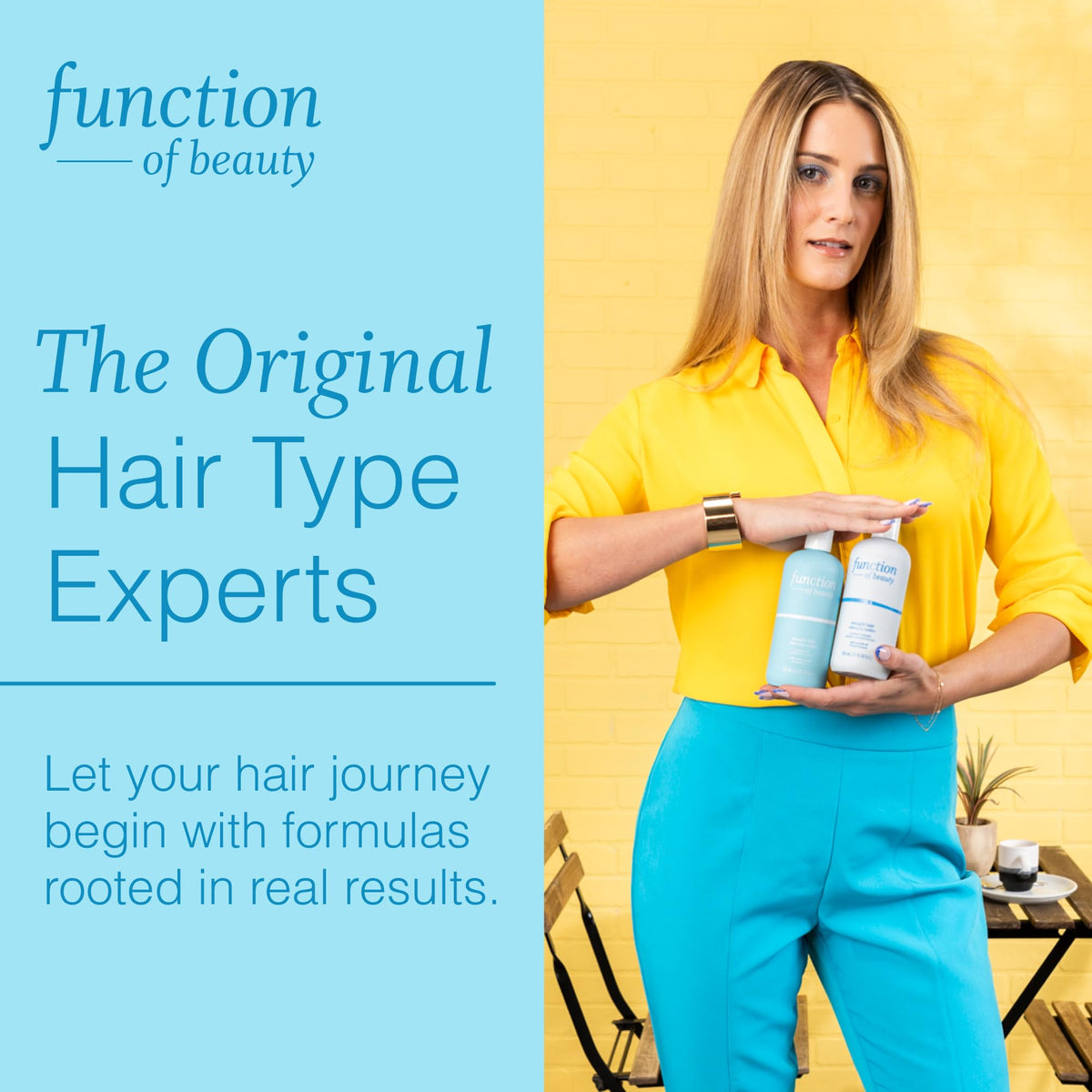 Function of Beauty size comparison showing 22 oz bottles and long-lasting supply benefit