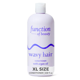 Function of Beauty front packaging of wavy conditioner shows XL bottle and benefits