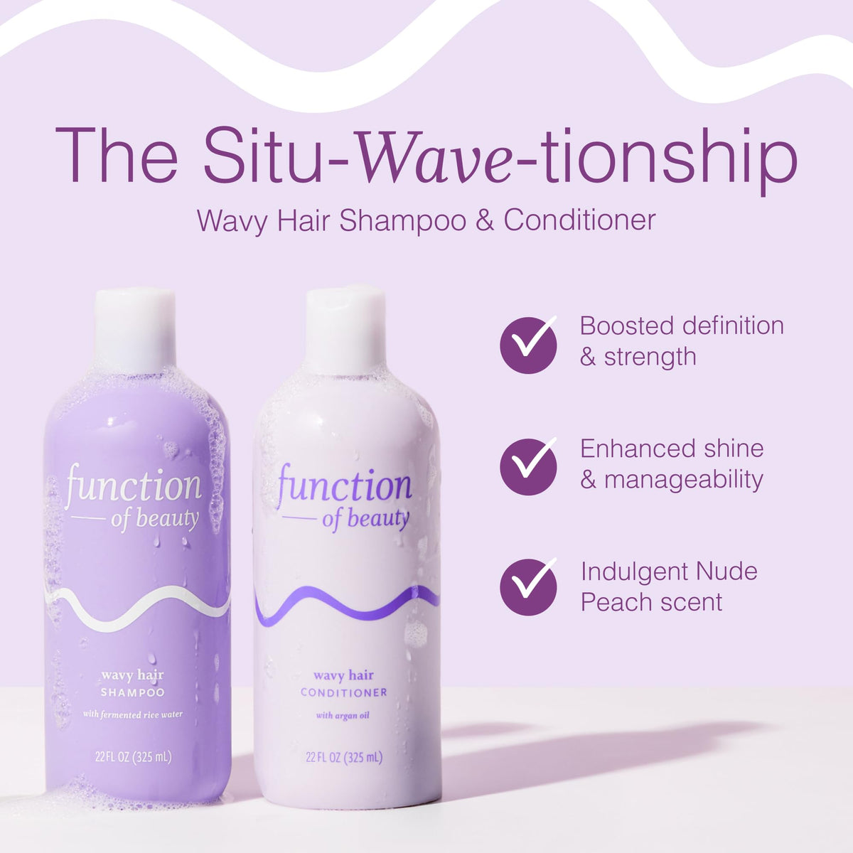 Function of Beauty pump dispenser closeup on wavy set, easy controlled dosing benefit