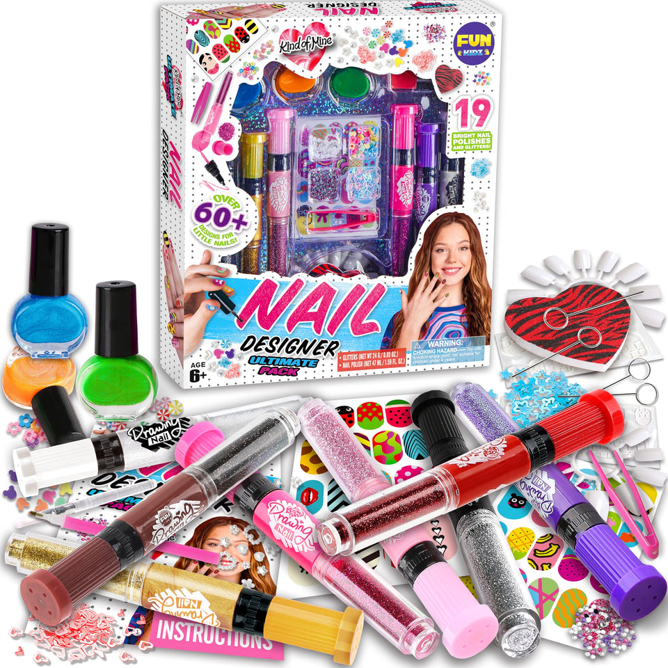 FUN KIDZ front packaging showing full nail kit and colorful contents for inspiration