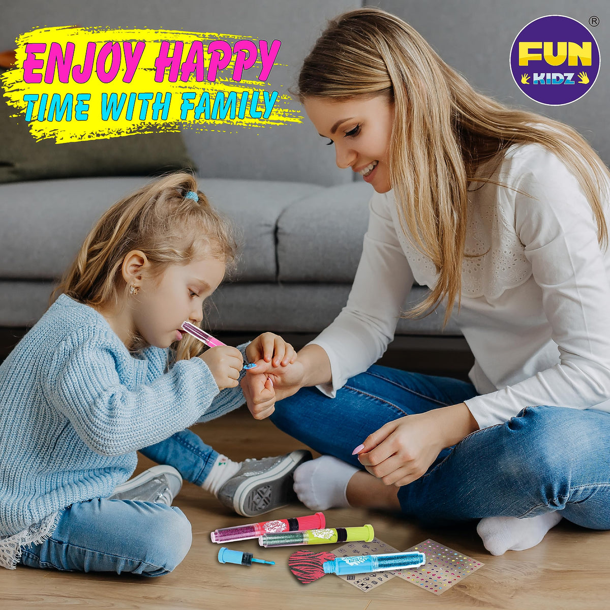 FUN KIDZ peeled-off polish on finger showing easy removal benefit