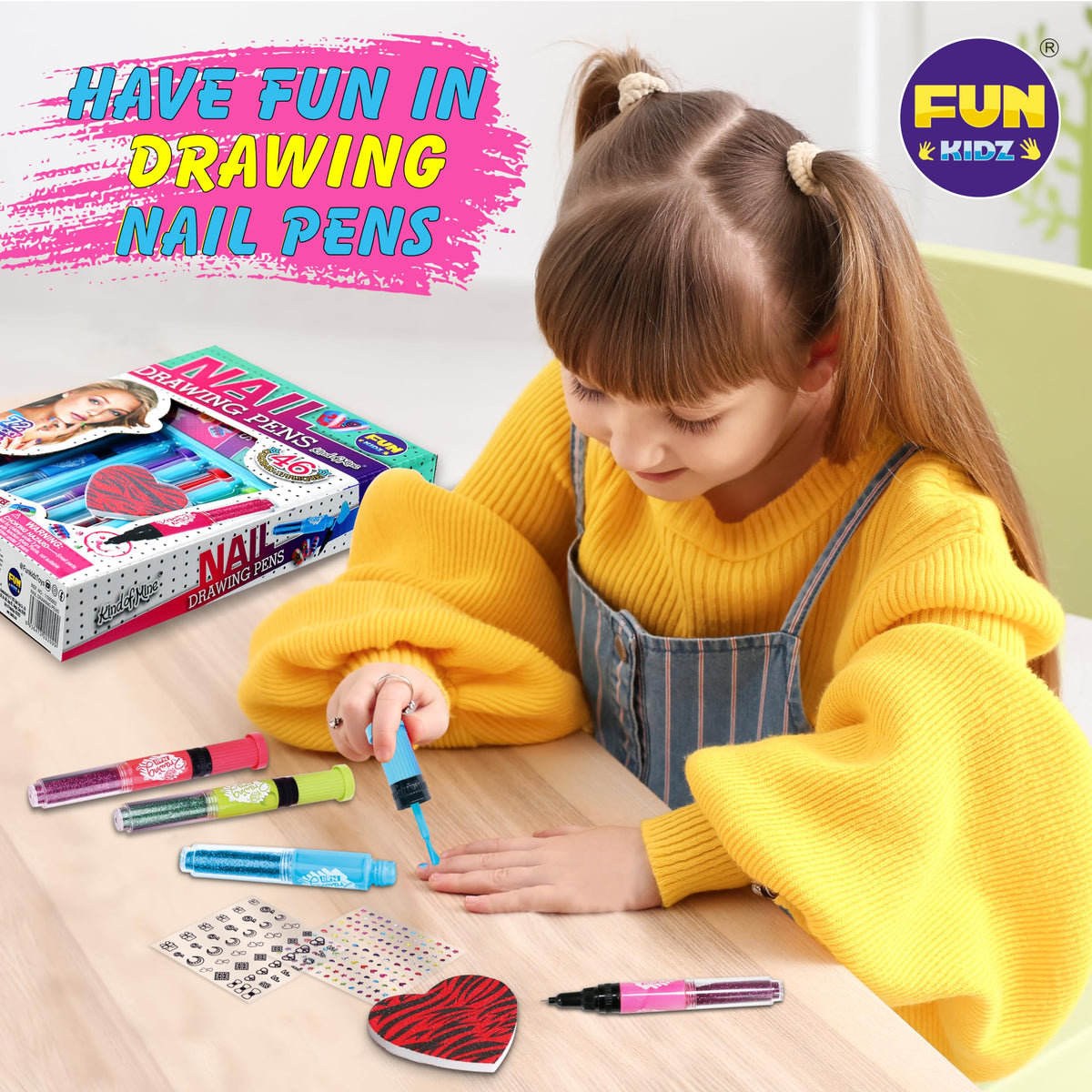 FUN KIDZ pen held in hand to show size and easy handling benefit