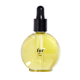 Fur bottle front view showing label and travel-friendly size benefit