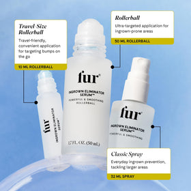 Fur lifestyle image in bathroom with person applying rollerball, targeted soothing action
