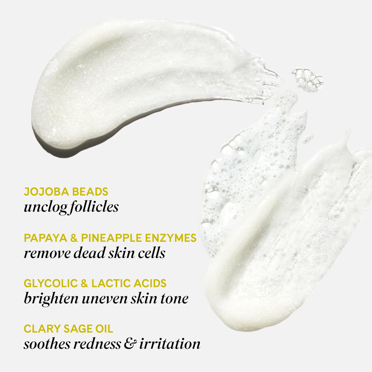 Fur texture close-up showing creamy scrub and jojoba beads for gentle exfoliation