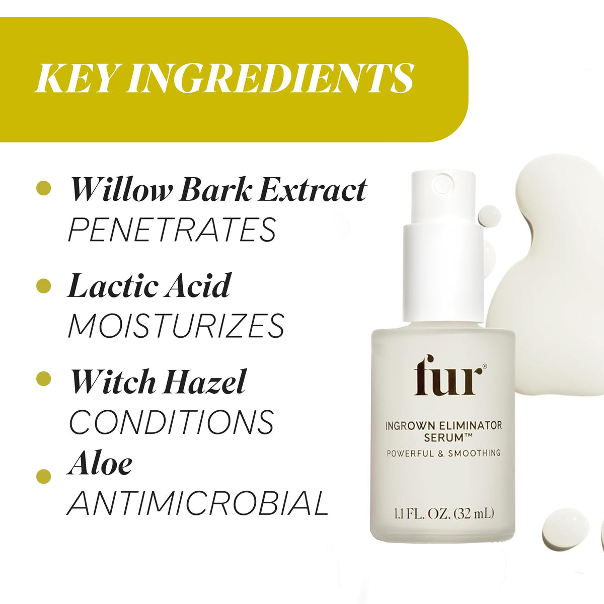 Fur bottle held in hand to show 1.1 fl oz size and travel-friendly design