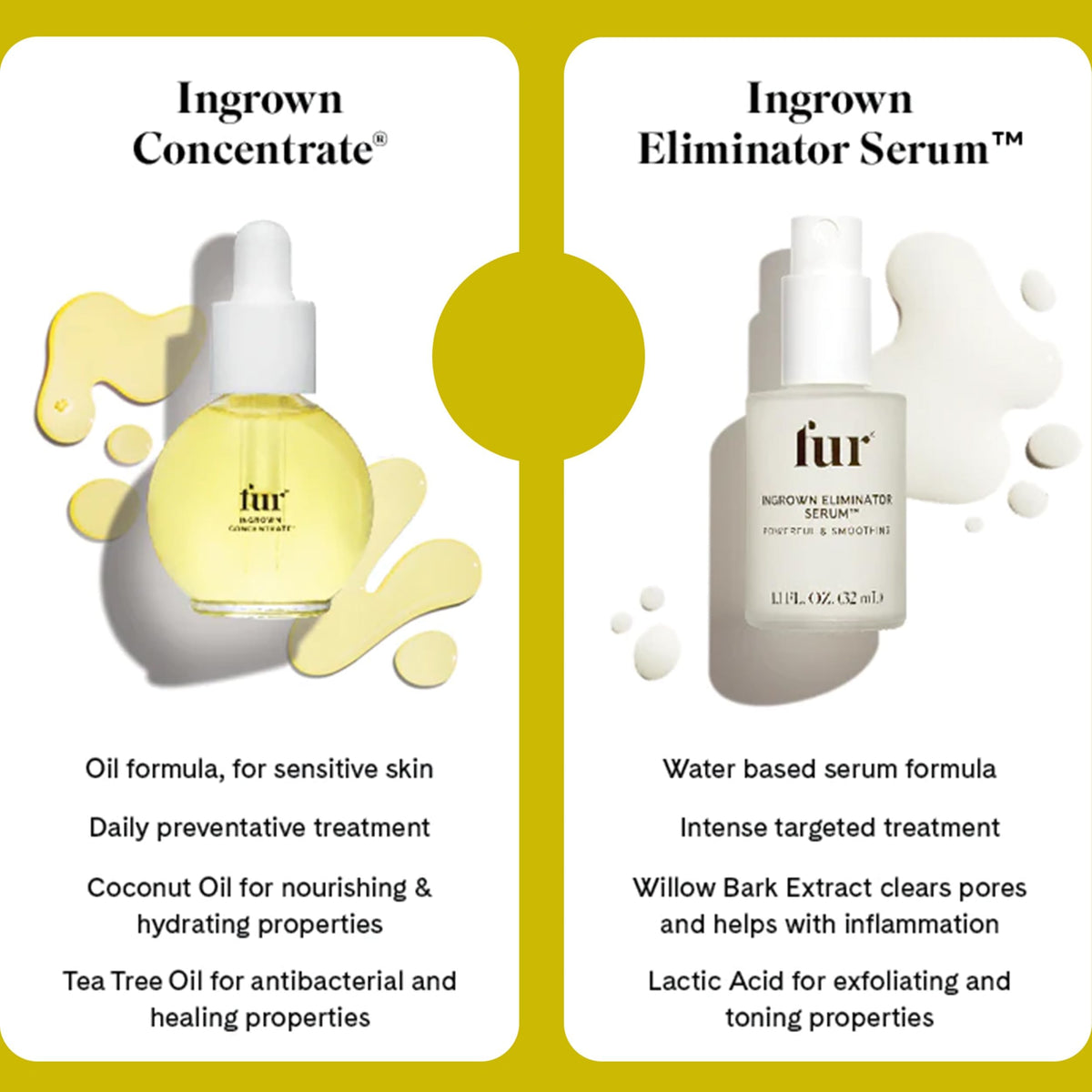 Fur spraying serum on leg to reduce ingrowns and soothe skin