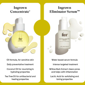 Fur spraying serum on leg to reduce ingrowns and soothe skin