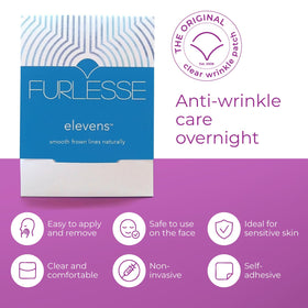 Furlesse applied between brows demonstrating secure overnight smoothing