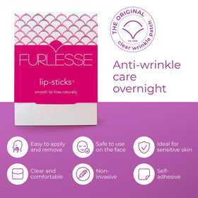 Furlesse patch applied to upper lip demonstrating wrinkle smoothing