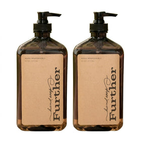 Further soap front packaging showing two 16 oz bottles and sustainable branding benefit