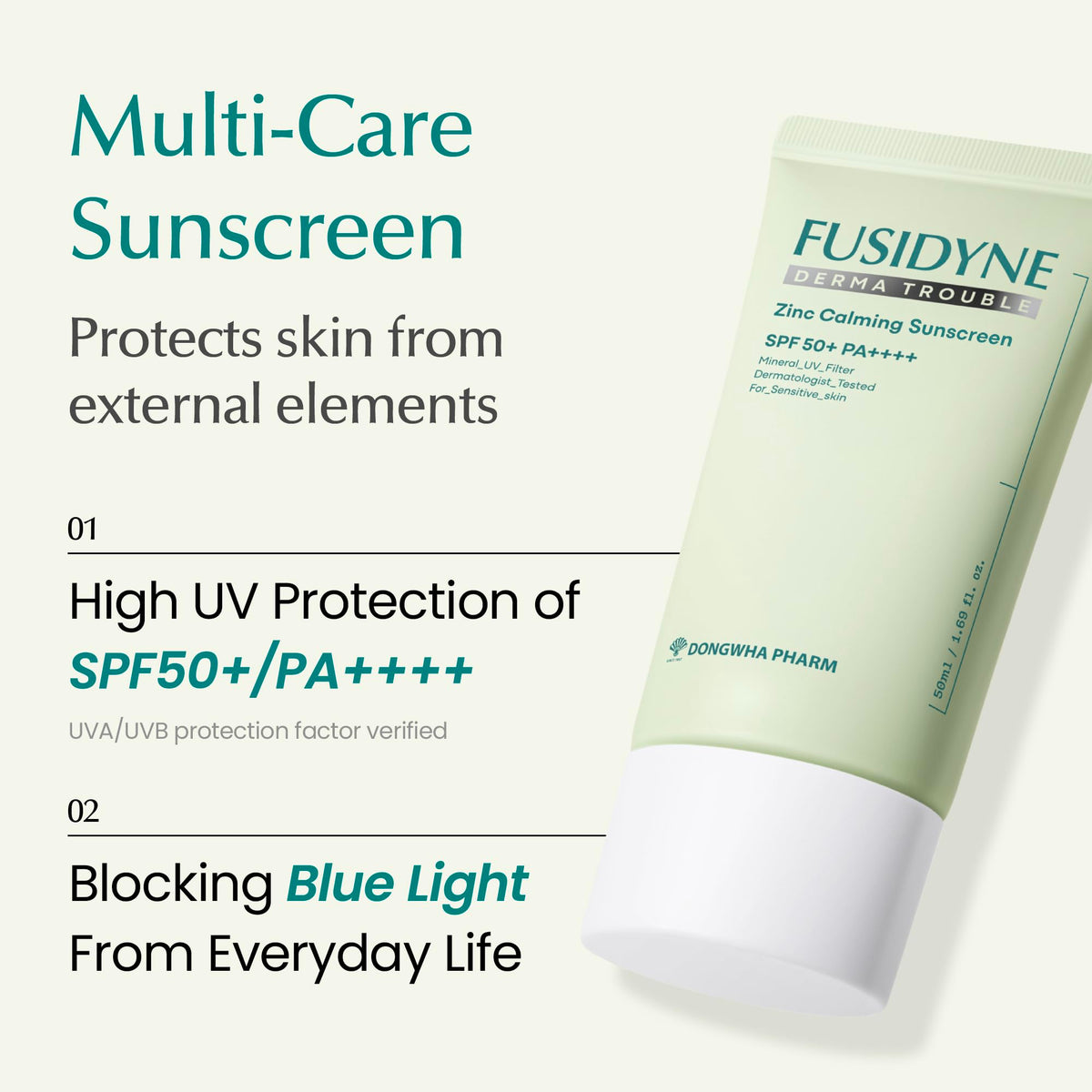 FUSIDYNE size scale compare with common items illustrating travel-friendly 50ml