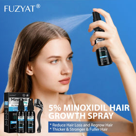 FUZYAT application on scalp showing targeted spray for thinning area support