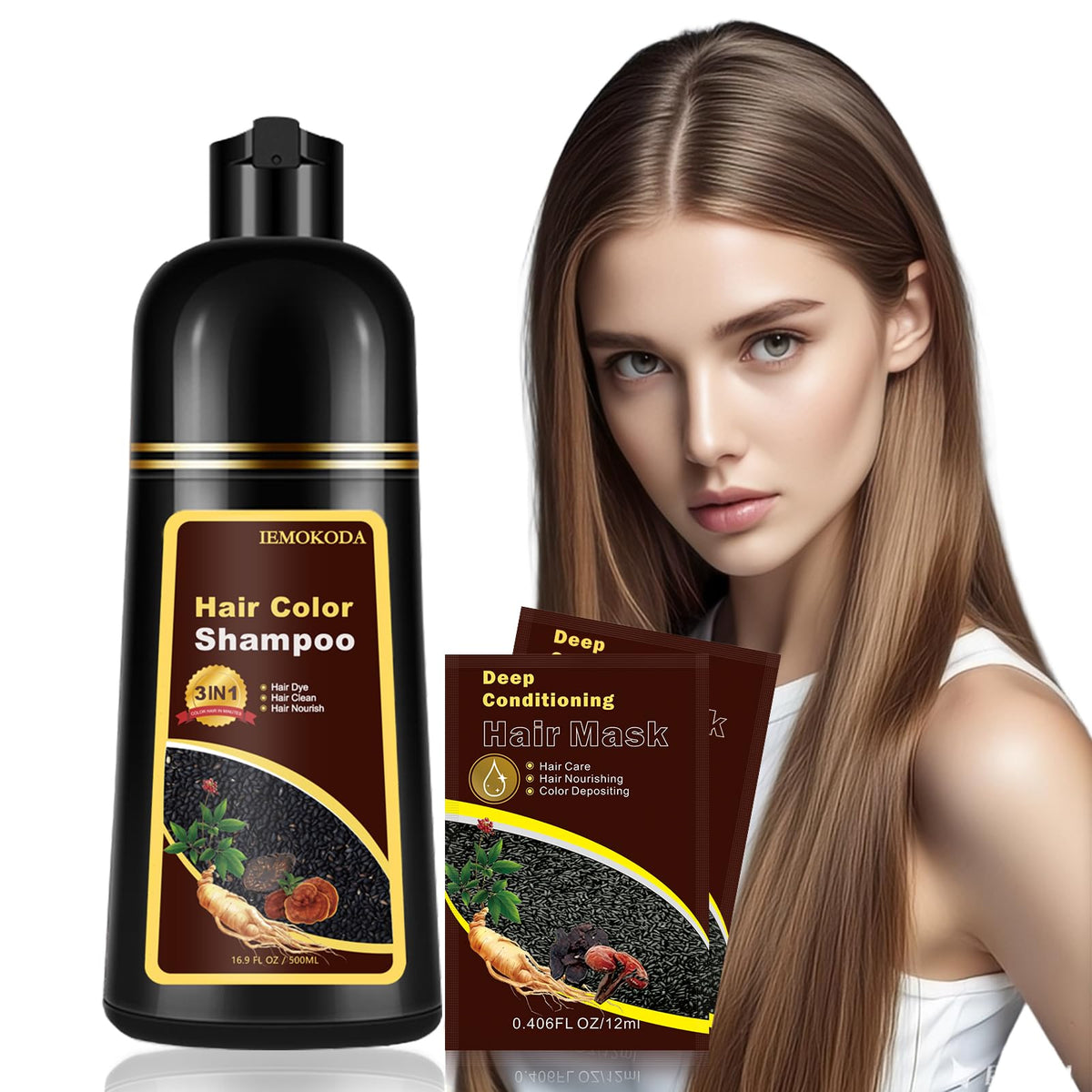 Fvquhvo front packaging showing chestnut brown shampoo benefits