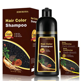 Fvquhvo front packaging showing dark brown shampoo benefits