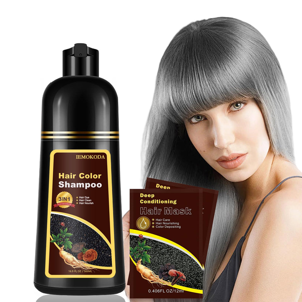 Fvquhvo front packaging showing silver-gray shampoo for quick coloring benefit