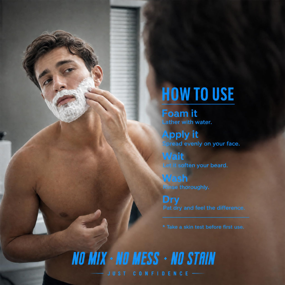 Fvquhvo lifestyle shot of man grooming showing fast morning convenience