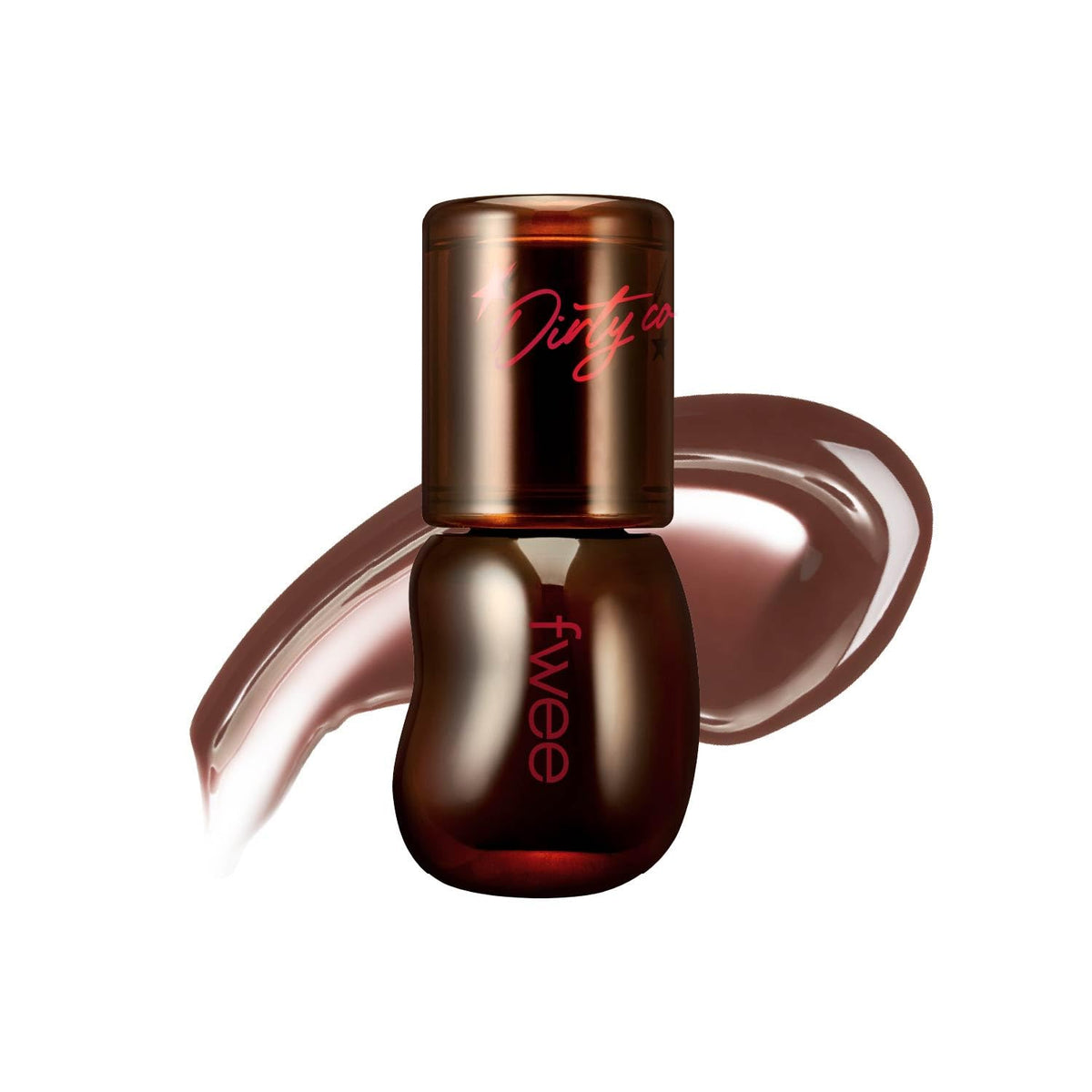 fwee Dirty Cola front packaging showing shade and compact tube benefit gloss longevity