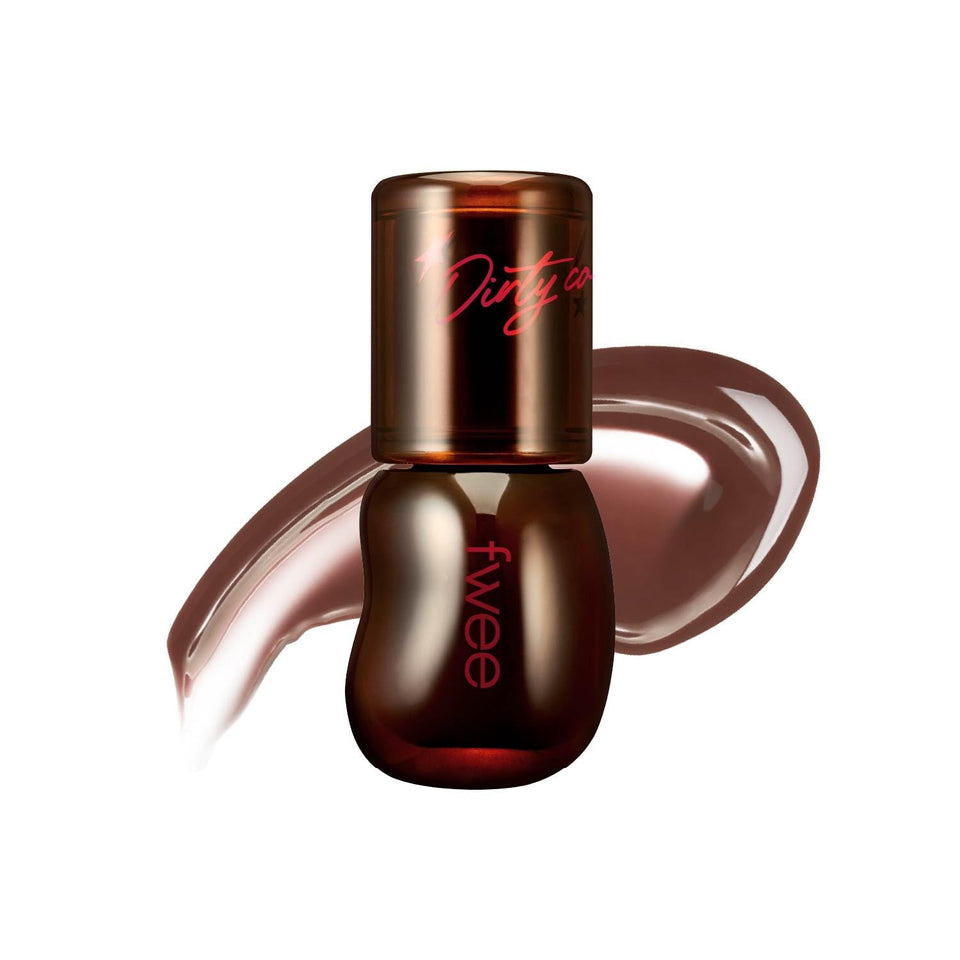 fwee Dirty Cola front packaging showing shade and compact tube benefit gloss longevity