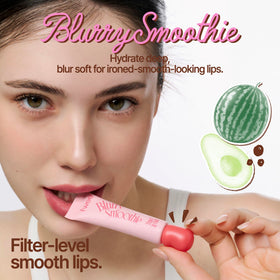fwee on lips in natural light demonstrating instant shine and hydration benefit