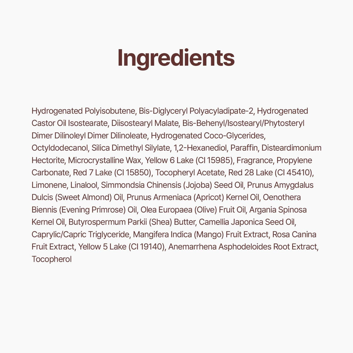 fwee packaging label detail focused on pigment options and product information