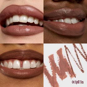fwee arm swatches of Spill Tea browns showing buildable pigmentation