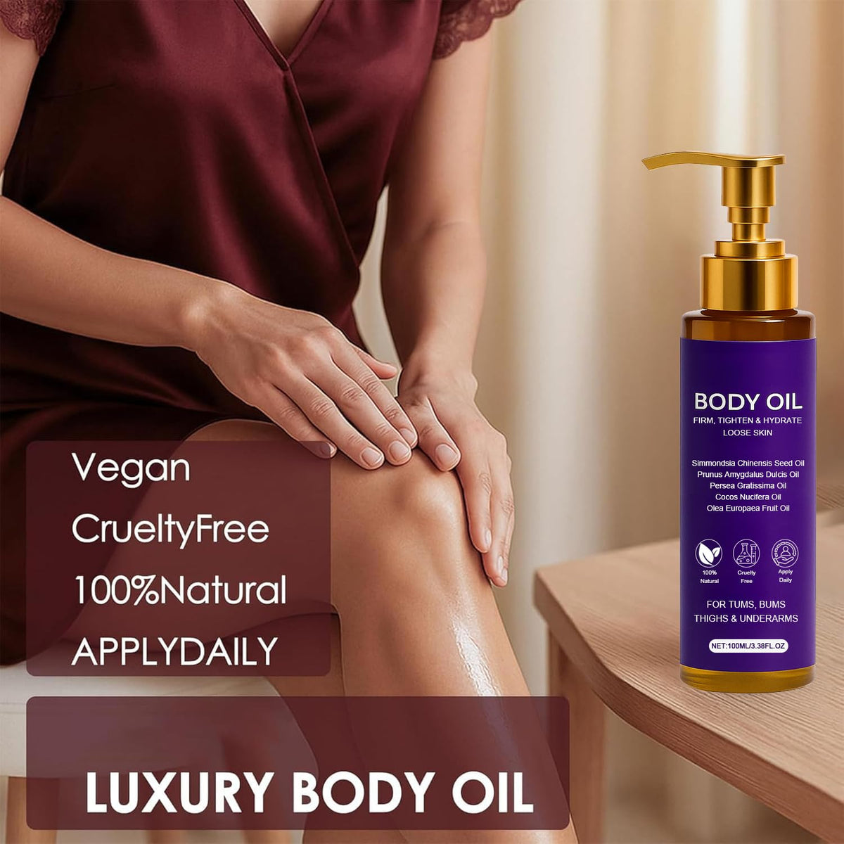 FWPTEI oil drop on skin showing fast absorption and smooth finish