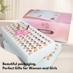 FZANEST blooming gel and accessory bottles displayed for creative nail art techniques