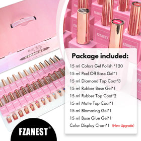 FZANEST close-up on varied nail swatches demonstrating rich pigments and smooth finish