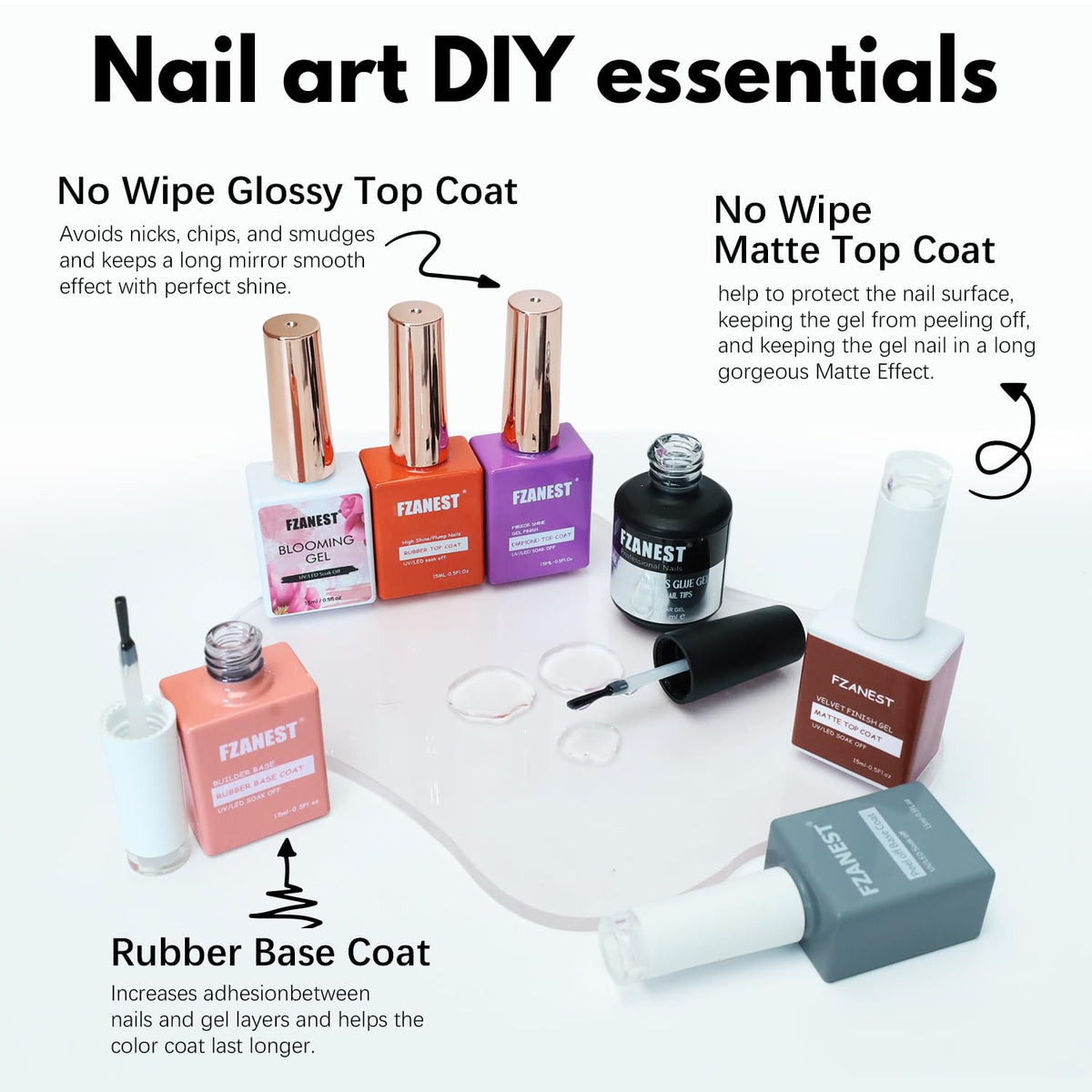 FZANEST model hand with finished manicure showing salon-quality shine and color payoff