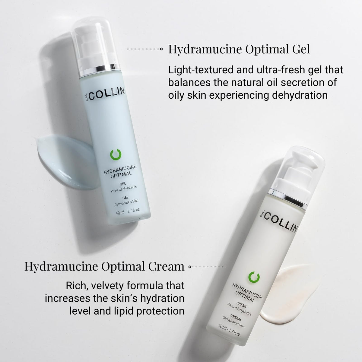 G.M. COLLIN ingredients label focused on botanical extracts and hyaluronate