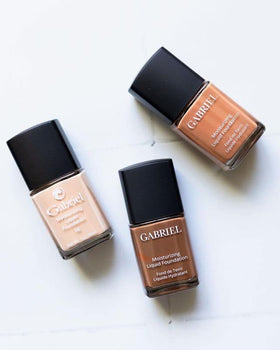 Gabriel Cosmetics ingredients label close-up emphasizing natural, non-toxic formulation benefit