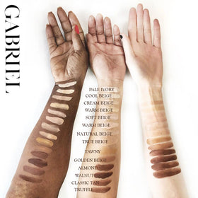 Gabriel Cosmetics foundation pump dispense demo showing controlled amount for hygienic application