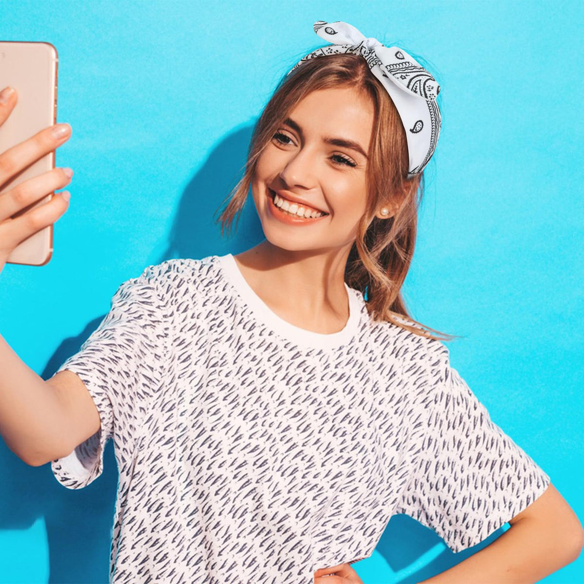 GAFATORY model wearing red headband demonstrating casual styling benefits