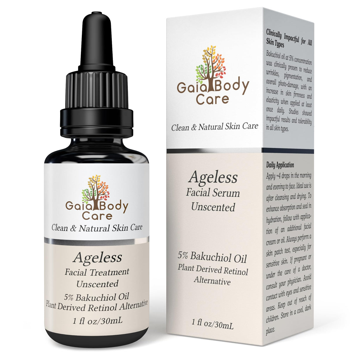 Gaia Body Care front bottle shot showing product packaging and clarity