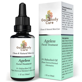 Gaia Body Care front bottle showing rose-scented bakuchiol oil benefits