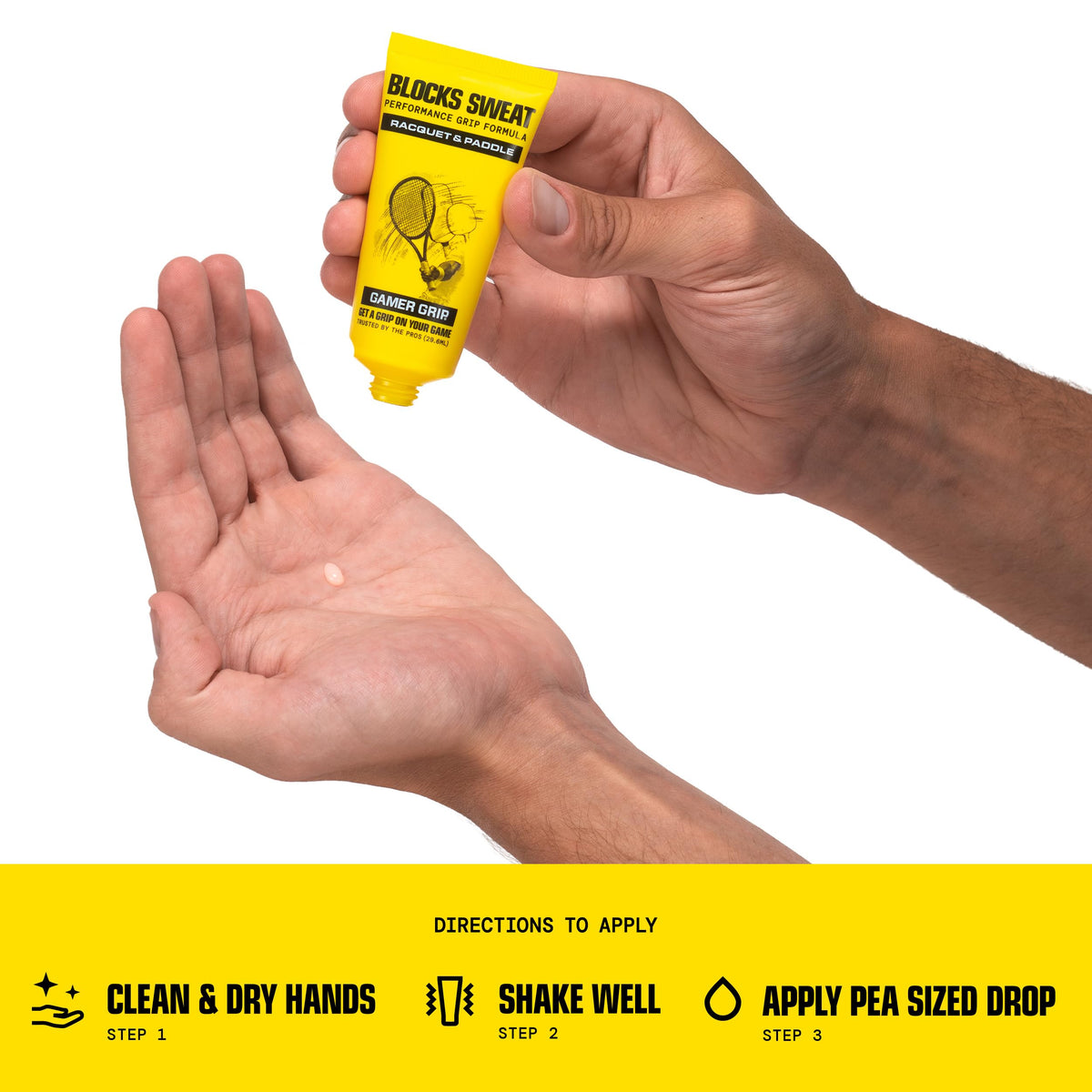 Gamer Grip being applied to palms demonstrating quick application for improved hold