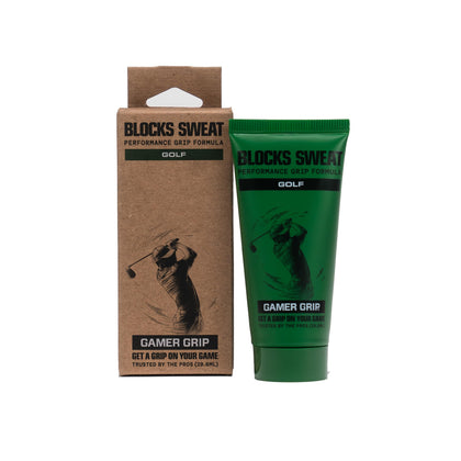 Gamer Grip front packaging showing compact 1oz container and golf branding for convenient grip control