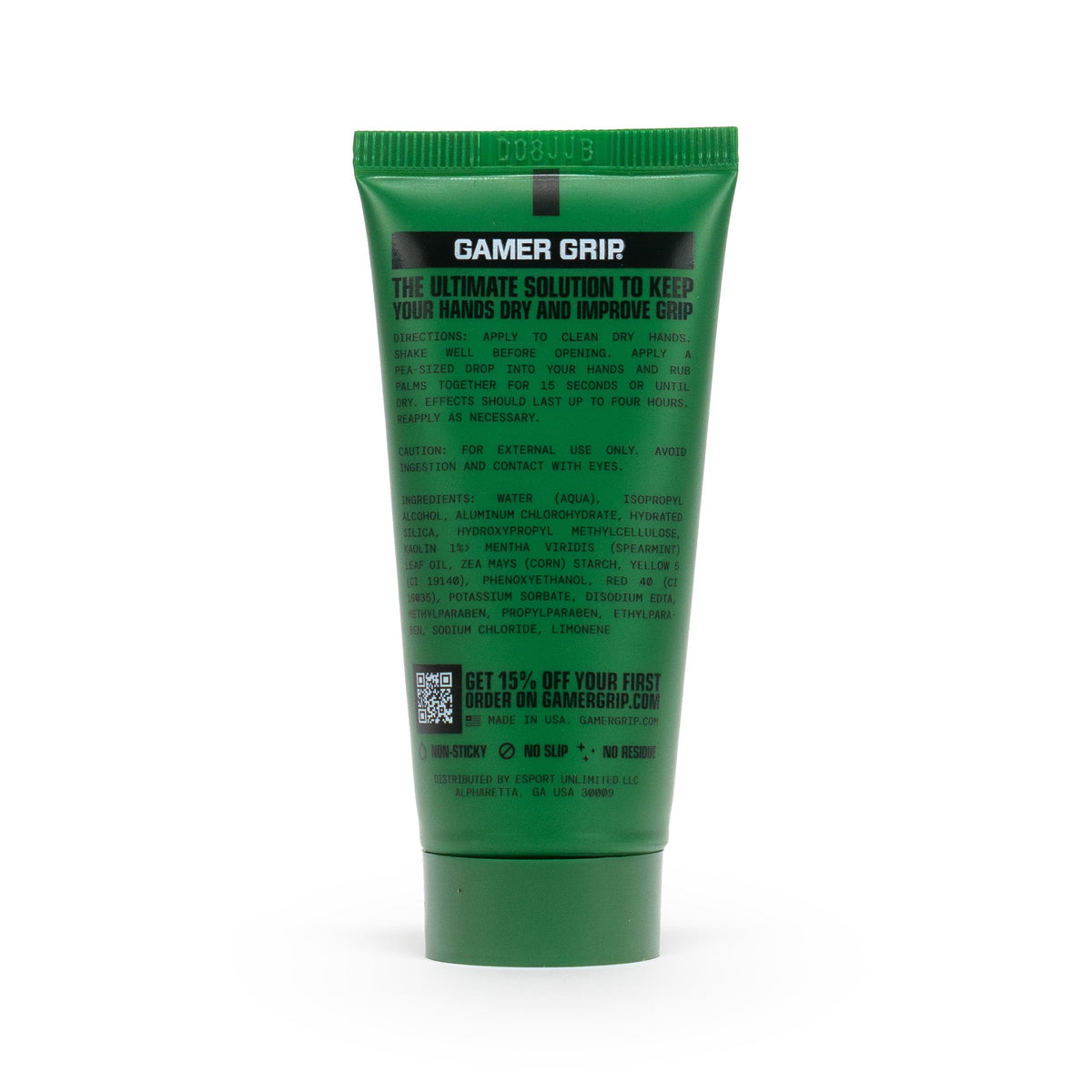 Gamer Grip gel texture close-up demonstrating fast-drying formula for steady, residue-free hands