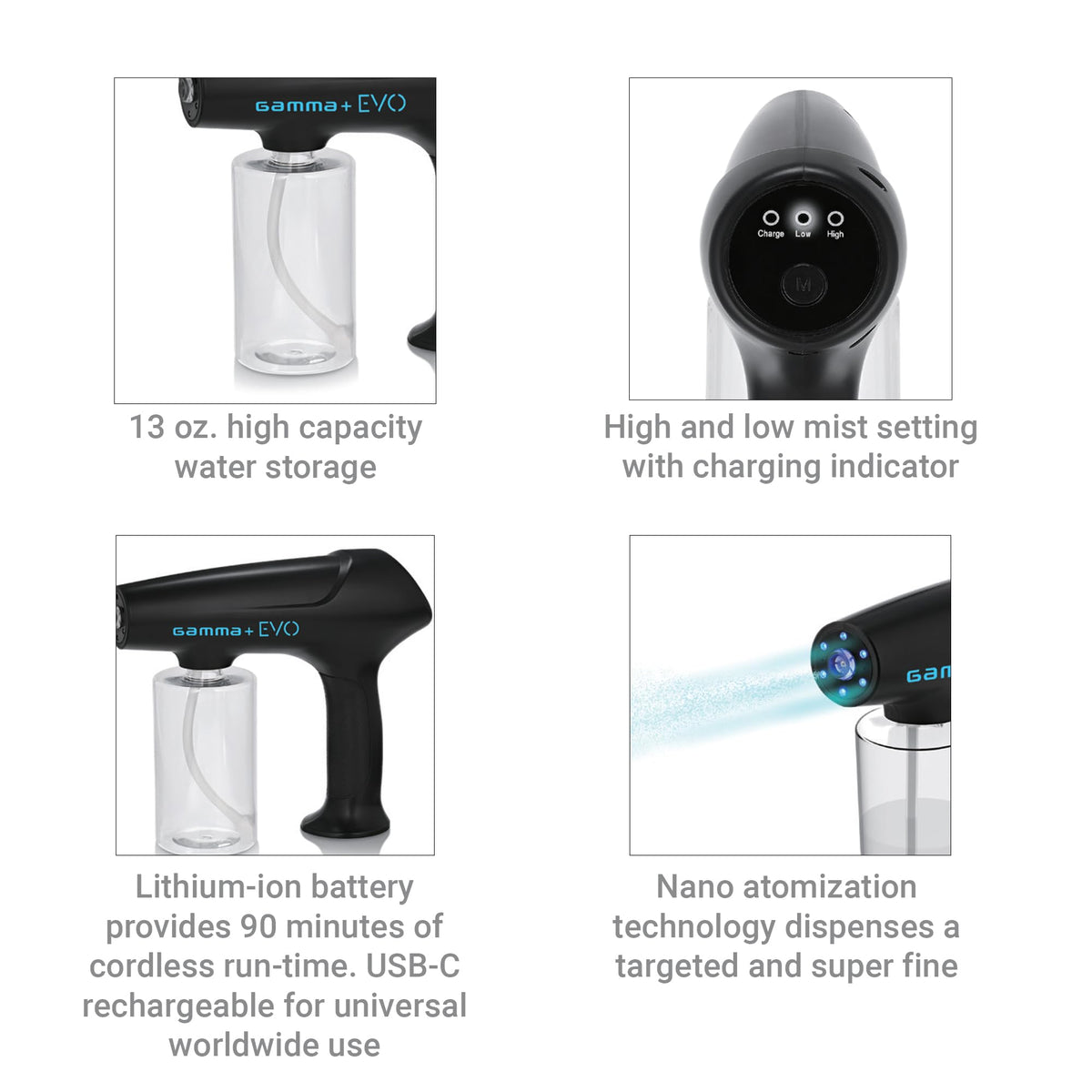 GAMMA+ Evo Nano Mister in hand showing scale and ergonomic comfort benefit