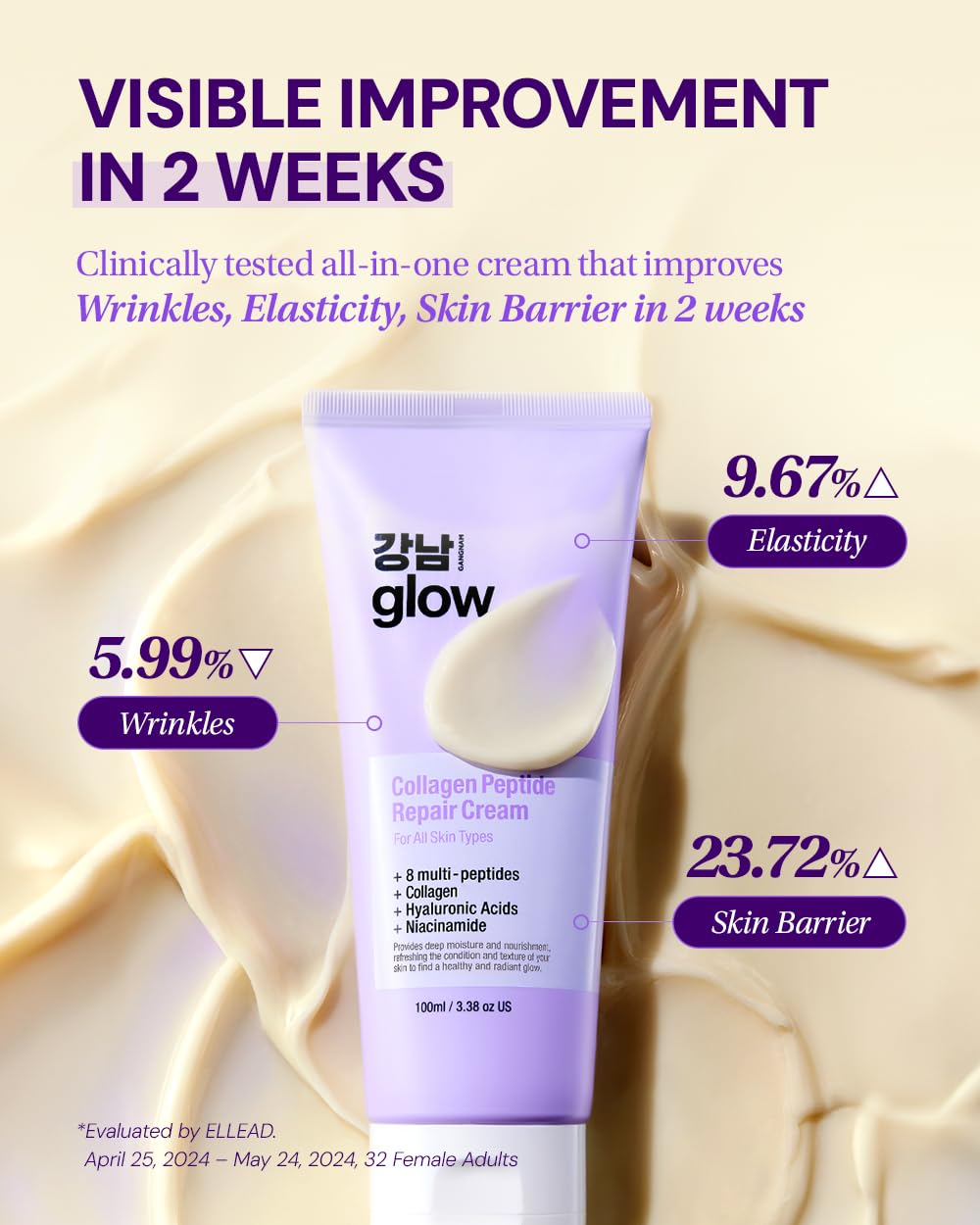 GANGNAM GLOW cream texture close-up highlighting rich hydration and smooth finish