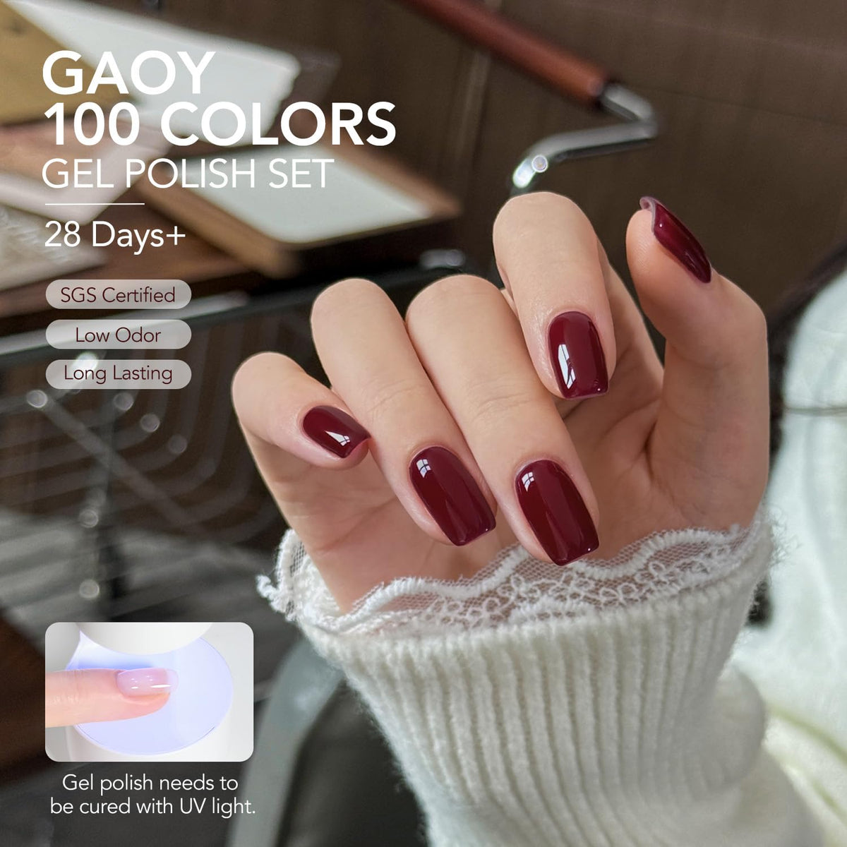 GAOY lineup of base, glossy matte top coats and builder gels