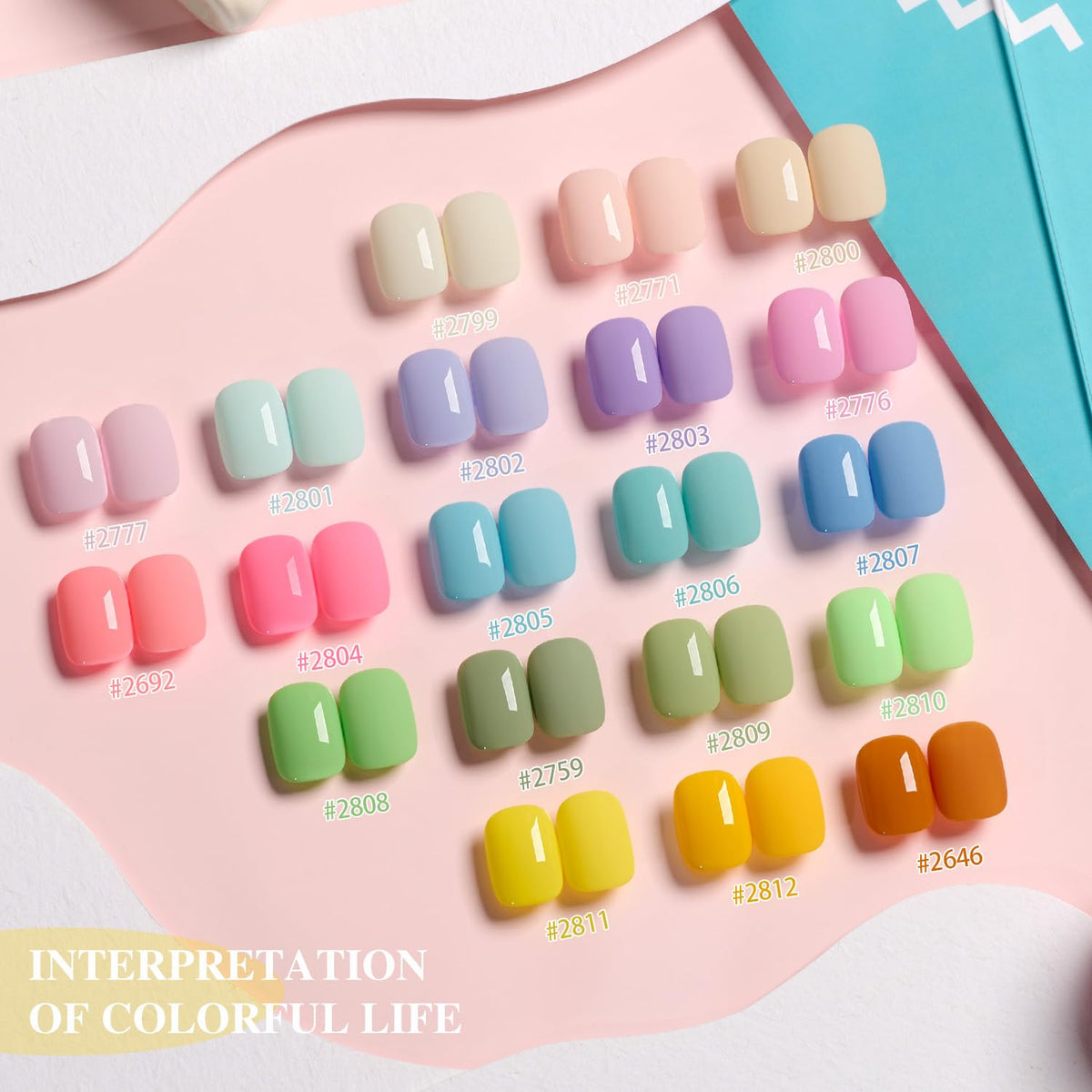GAOY bottle rows display highlighting 20 pastel shades for creative nail looks