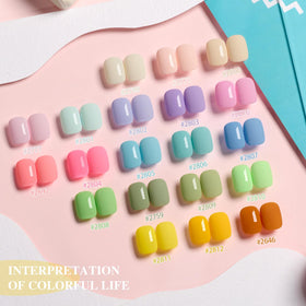 GAOY bottle rows display highlighting 20 pastel shades for creative nail looks