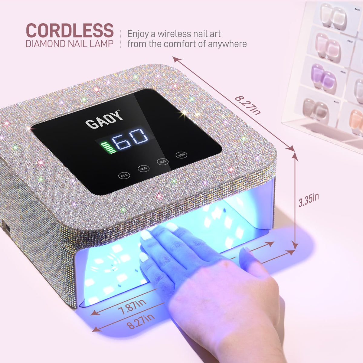 GAOY charging port and battery indicator showing rechargeable convenience benefit