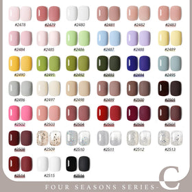GAOY color swatch spread displaying browns burgundies reds and glitters for styling ideas